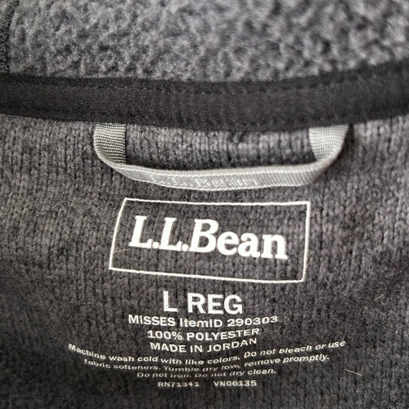 LL Bean Gray Sweater Fleece Hooded Zip Up Coat - Picture 16 of 16